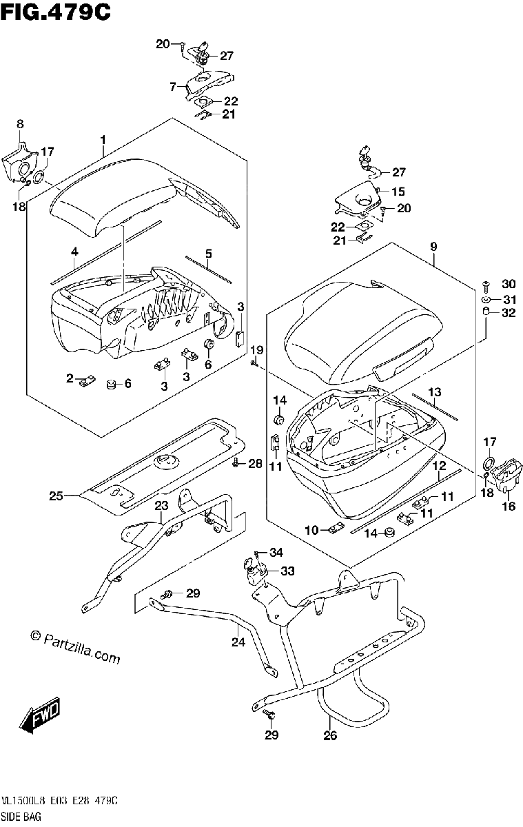 Diagrama de 479C SIDE BAG VL1500TL8 E28