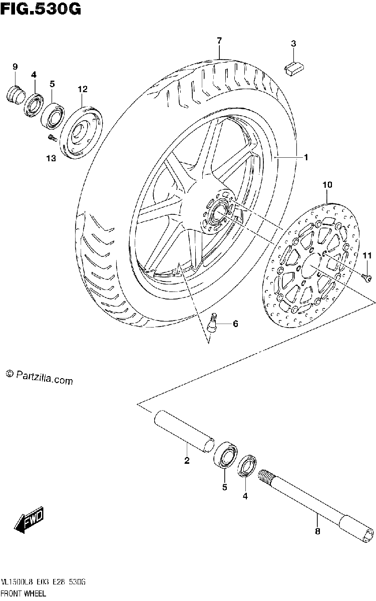 Diagrama de 530G FRONT WHEEL VL1500TL8 E33