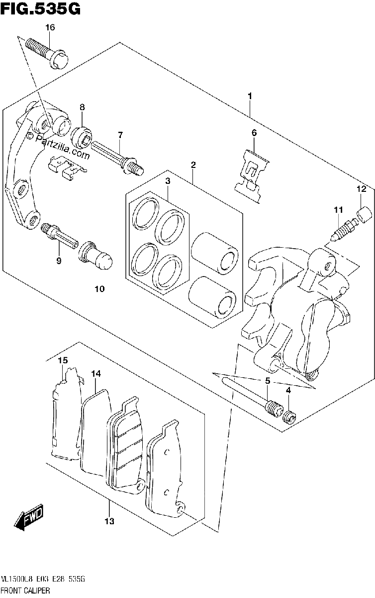 Diagrama de 535G FRONT CALIPER VL1500TL8 E33