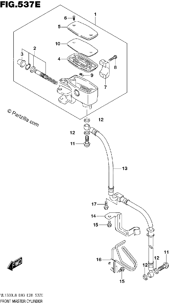 Diagrama de 537E FRONT MASTER CYLINDER VL1500TL8 E03