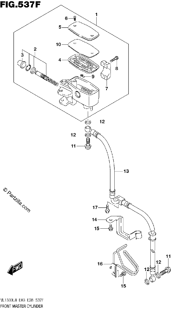 Diagrama de 537F FRONT MASTER CYLINDER VL1500TL8 E28