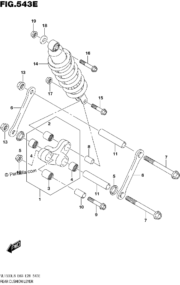 Diagrama de 543E REAR CUSHION LEVER VL1500TL8 E03