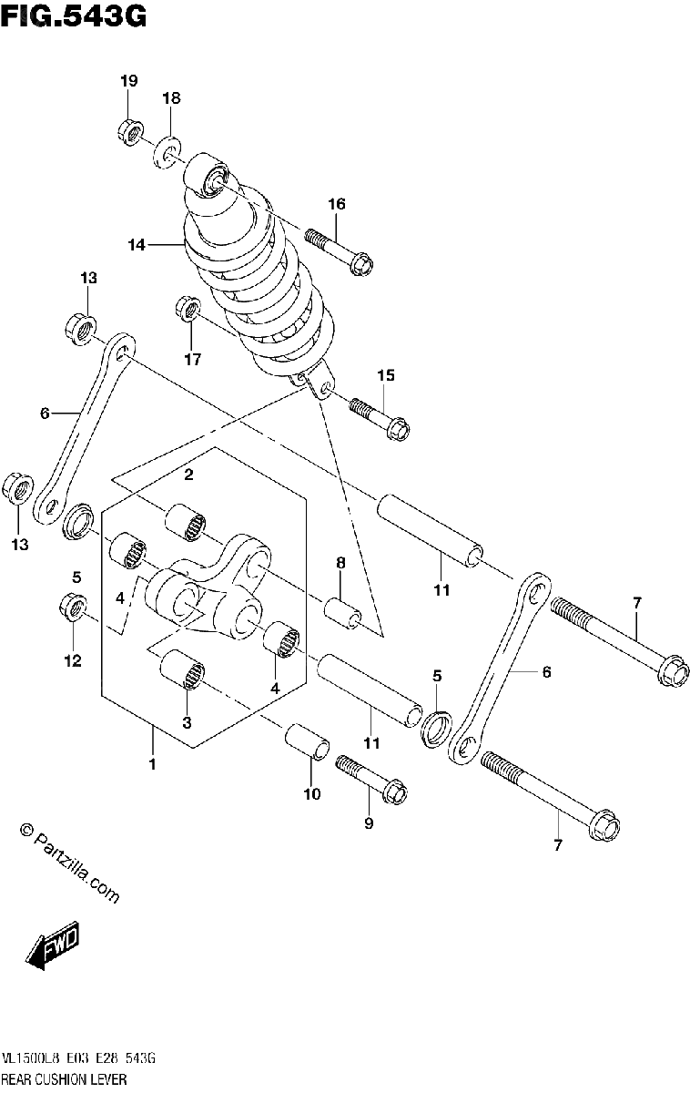 Diagrama de 543G REAR CUSHION LEVER VL1500TL8 E33
