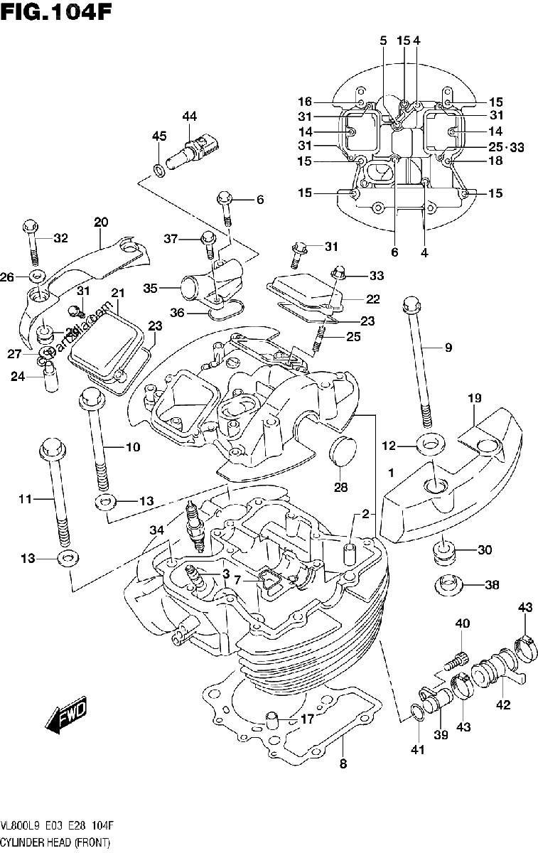 Diagrama de 104F CYLINDER HEAD FRONT VL800TL9 E33