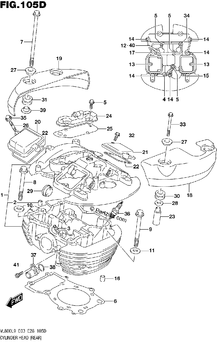 Diagrama de 105D CYLINDER HEAD REAR VL800TL9 E03