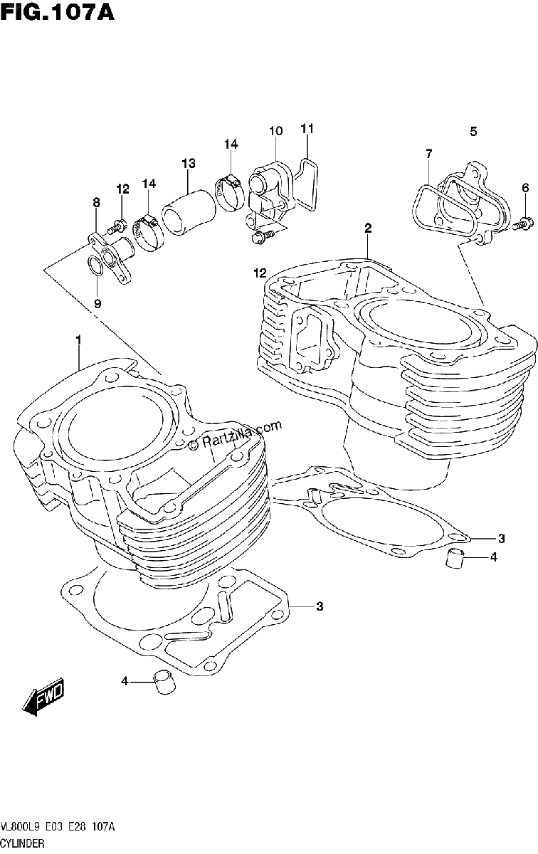 Diagrama de 107A CYLINDER