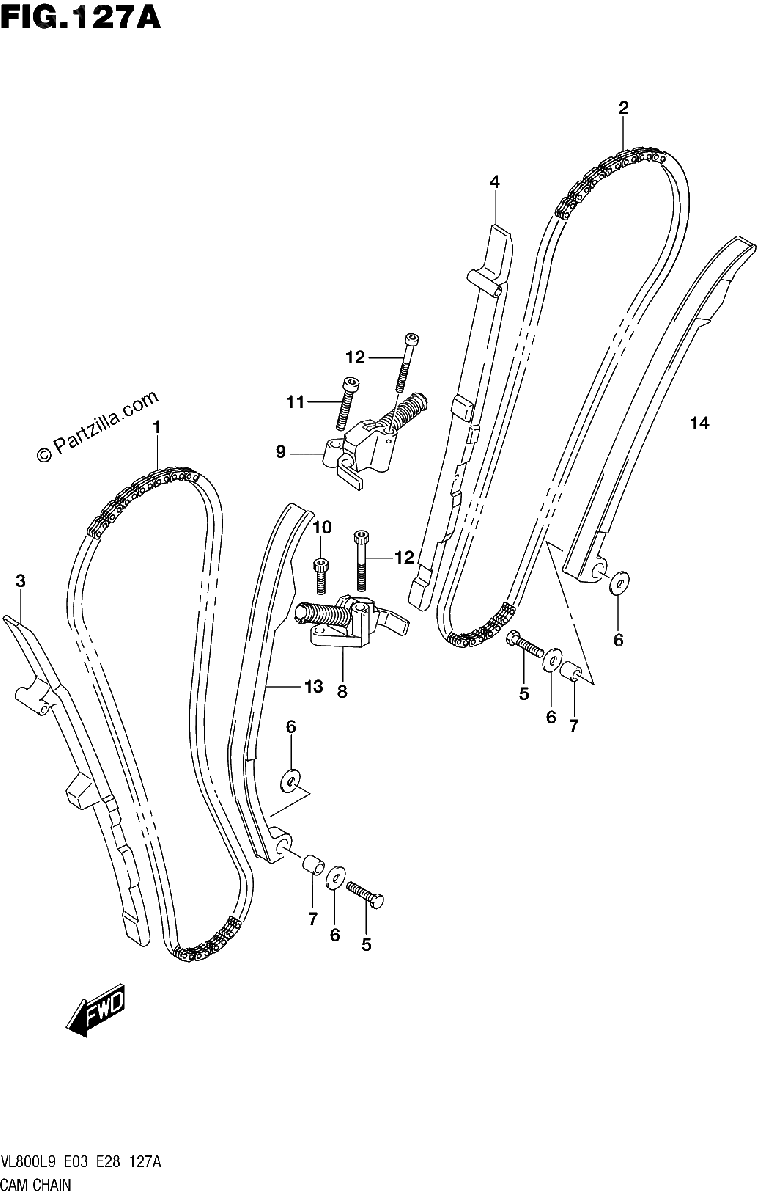 Diagrama de 127A CAM CHAIN