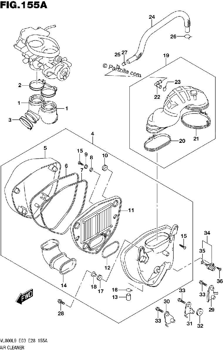 Diagrama de 155A AIR CLEANER