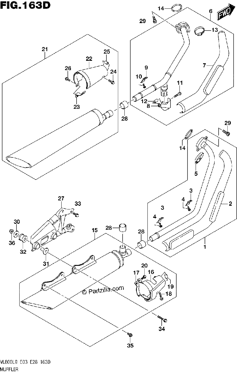 Diagrama de 163D MUFFLER VL800TL9 E03