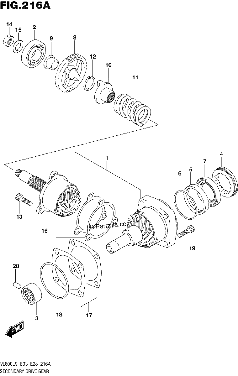 Diagrama de 216A SECONDARY DRIVE GEAR