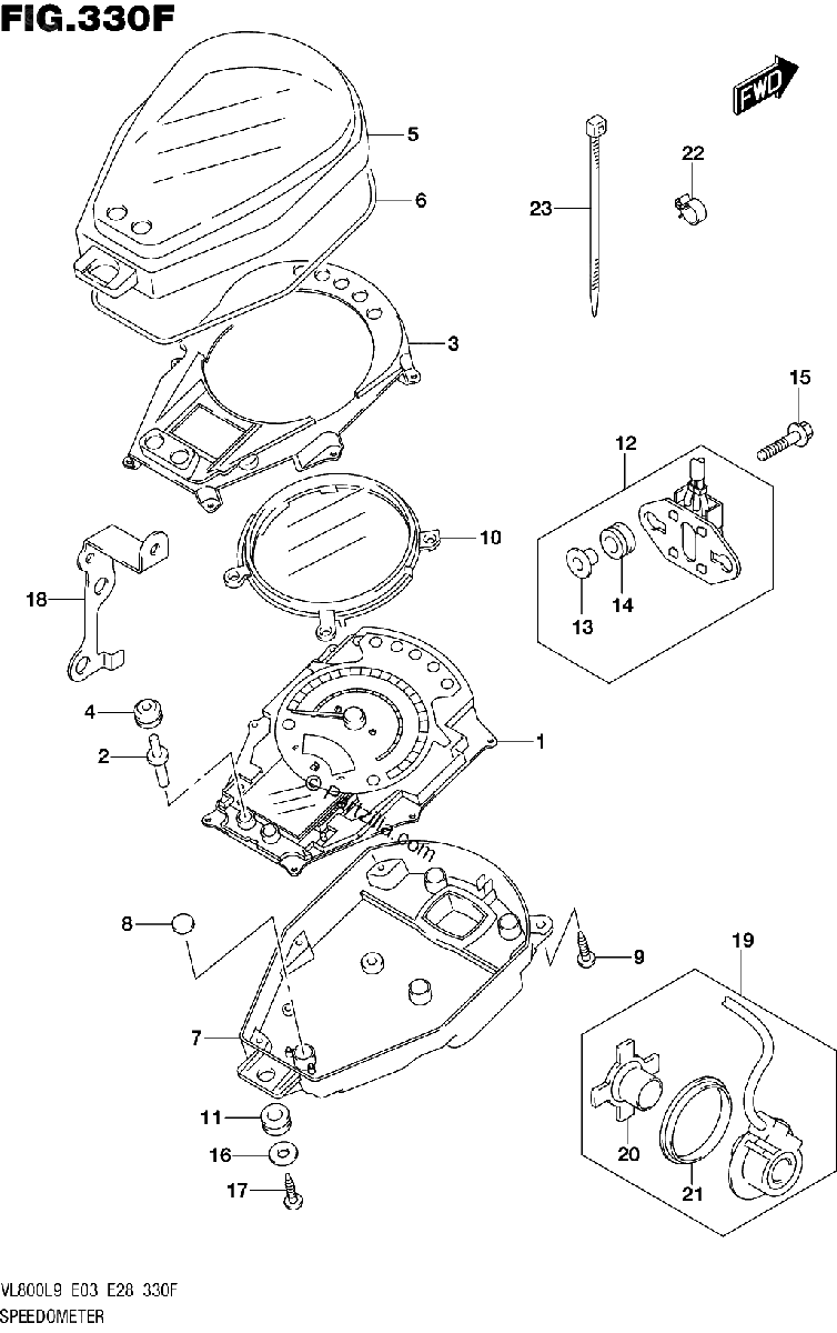 Diagrama de 330F SPEEDOMETER VL800TL9 E33