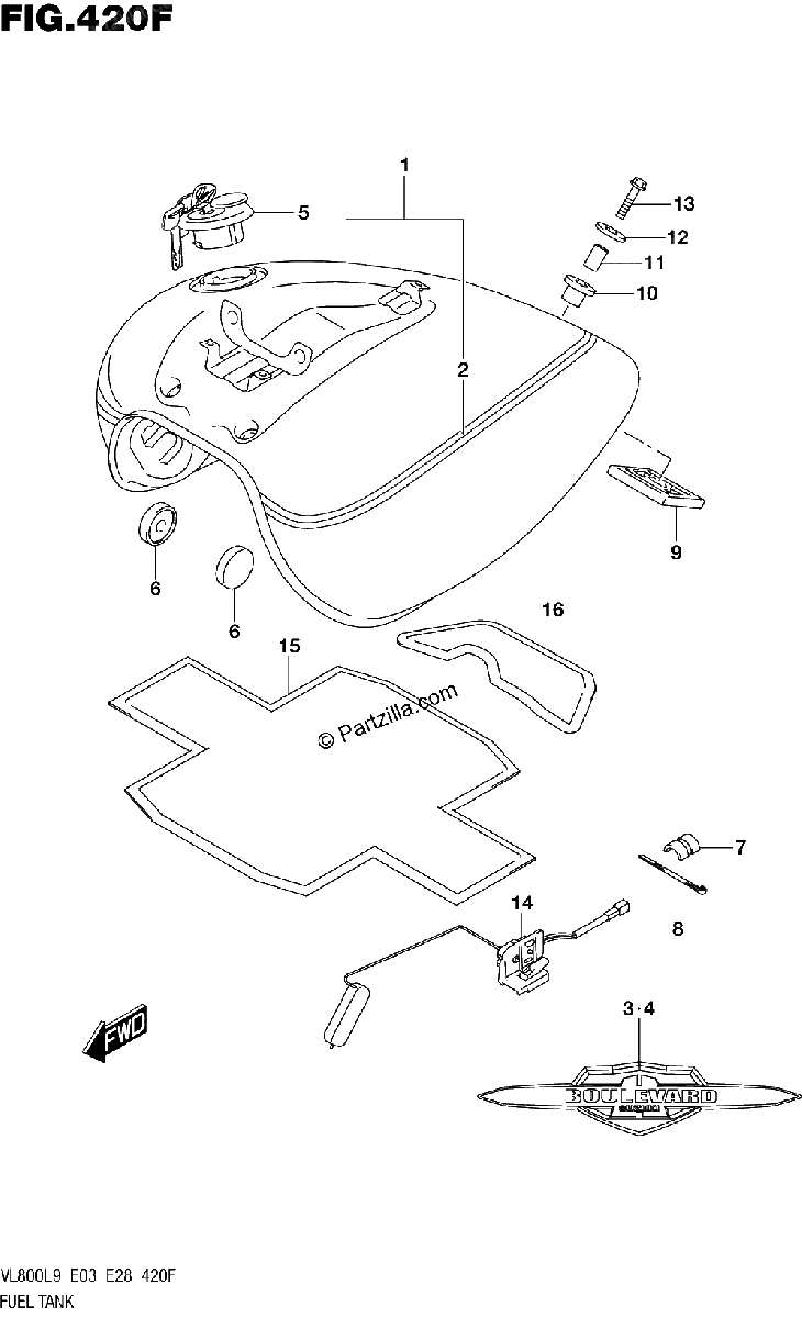 Diagrama de 420F FUEL TANK VL800TL9 E33