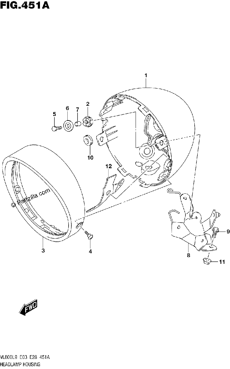 Diagrama de 451A HEADLAMP HOUSING