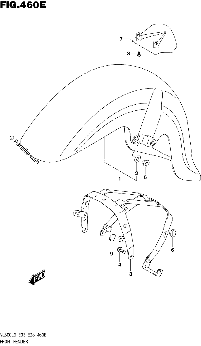 Diagrama de 460E FRONT FENDER VL800TL9 E28
