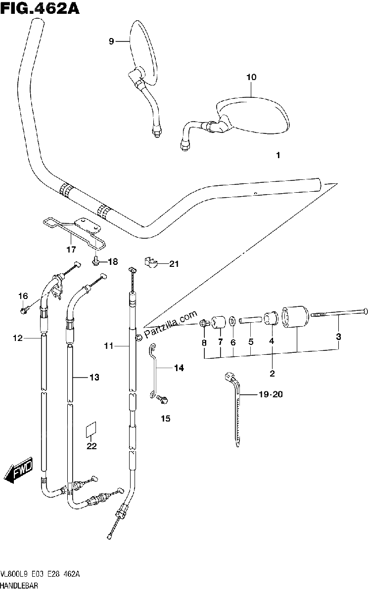 Diagrama de 462A HANDLEBAR