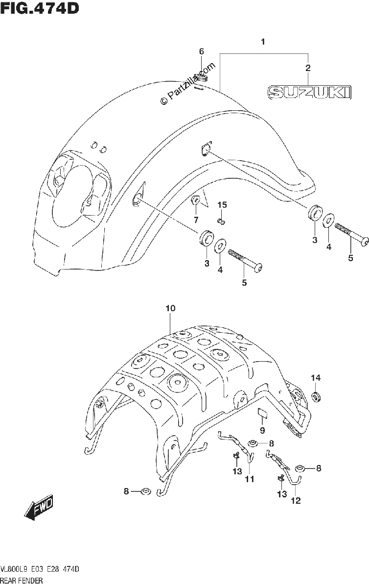 Diagrama de 474D REAR FENDER VL800TL9 E03