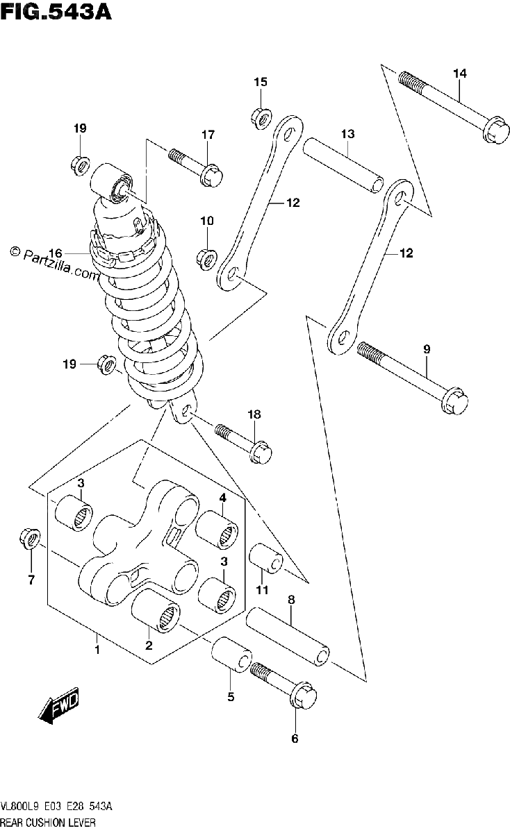 Diagrama de 543A REAR CUSHION LEVER