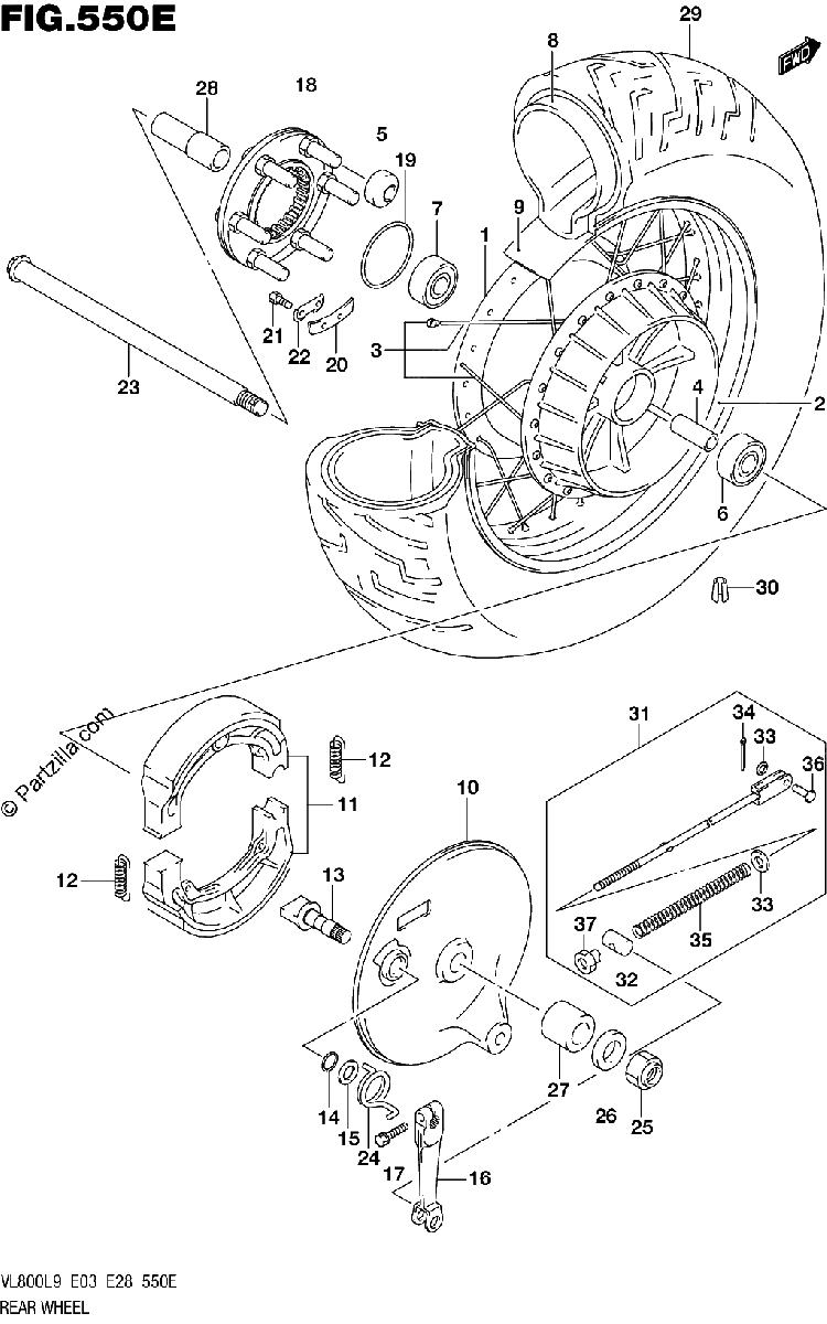 Diagrama de 550E REAR WHEEL VL800TL9 E28