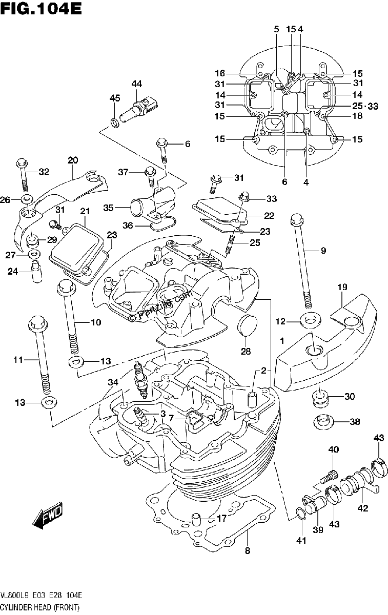 Diagrama de 104E CYLINDER HEAD FRONT VL800TL9 E28