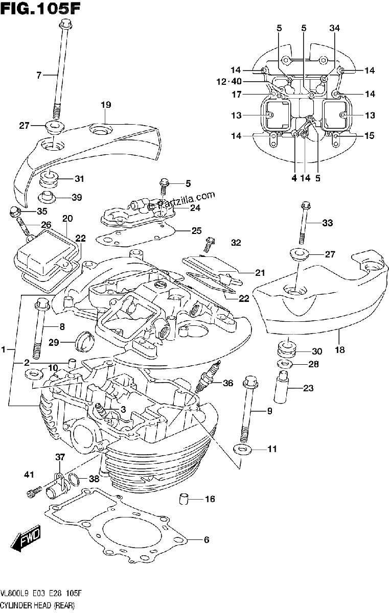 Diagrama de 105F CYLINDER HEAD REAR VL800TL9 E33