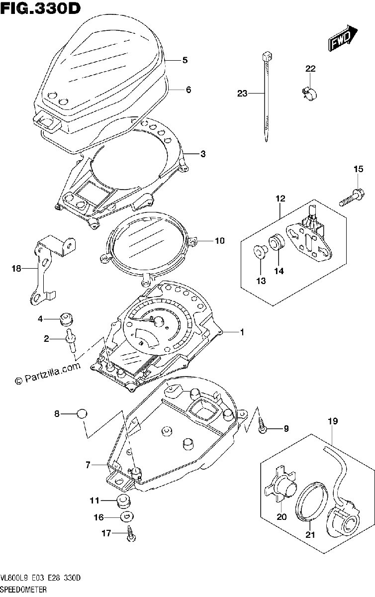 Diagrama de 330D SPEEDOMETER VL800TL9 E03