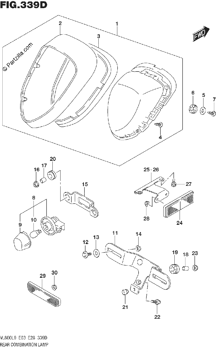 Diagrama de 339D REAR COMBINATION LAMP VL800TL9 E03