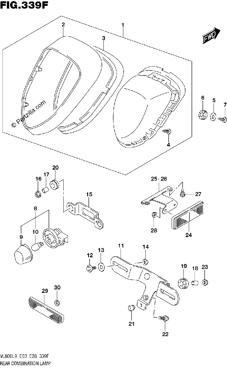 Diagrama de 339F REAR COMBINATION LAMP VL800TL9 E33