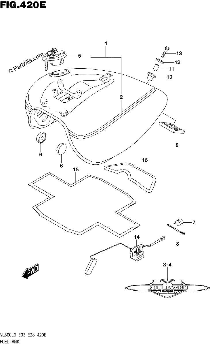 Diagrama de 420E FUEL TANK VL800TL9 E28