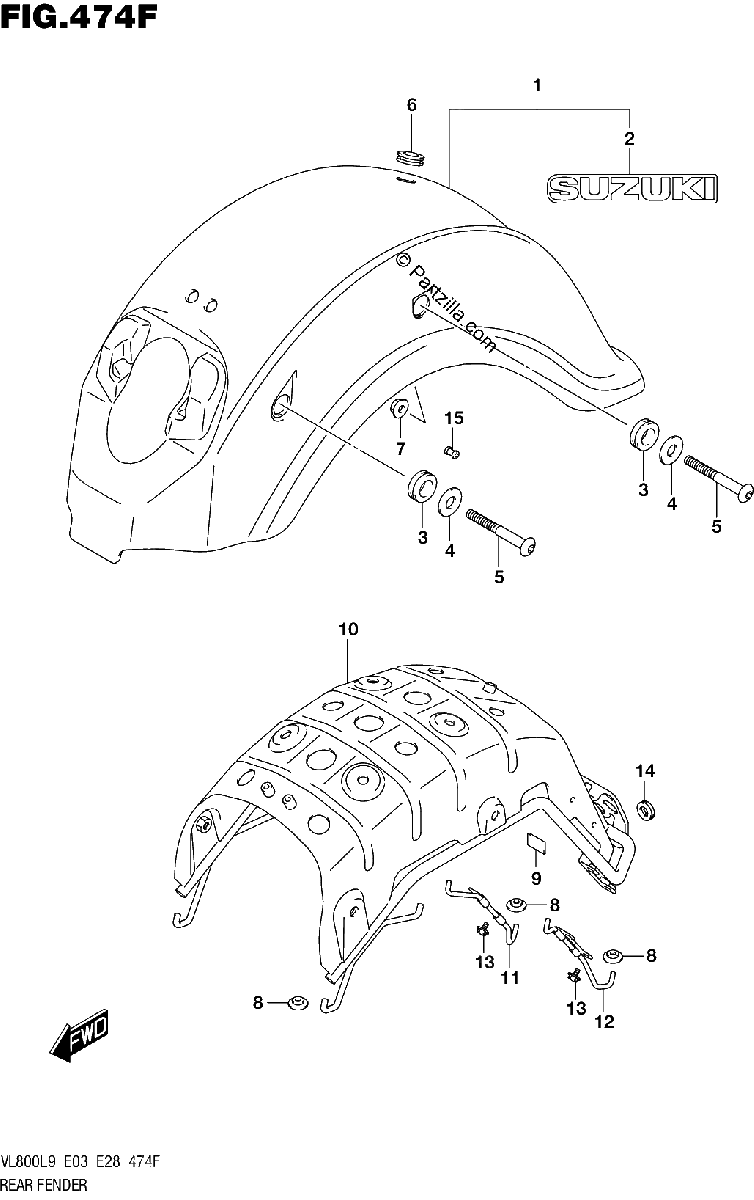 Diagrama de 474F REAR FENDER VL800TL9 E33