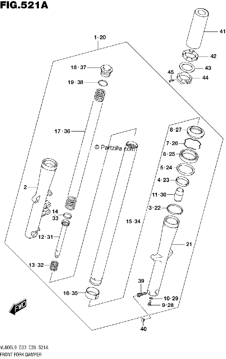 Diagrama de 521A FRONT FORK DAMPER