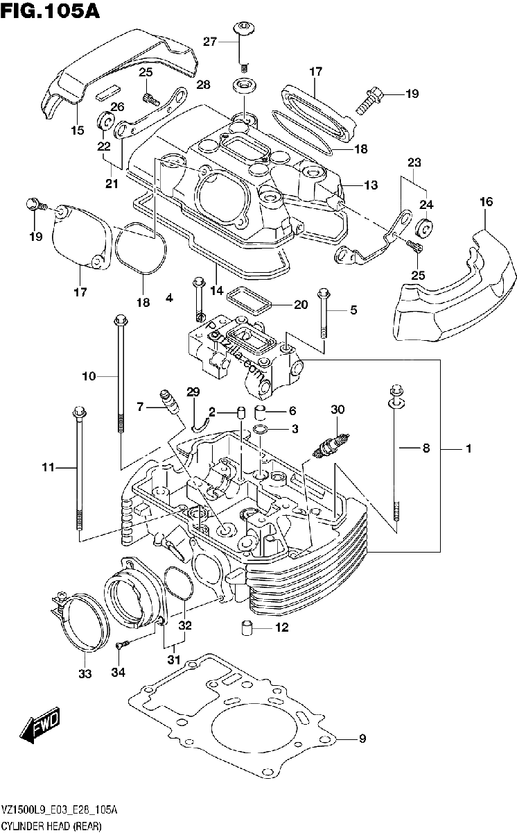 Diagrama de 105A CYLINDER HEAD REAR