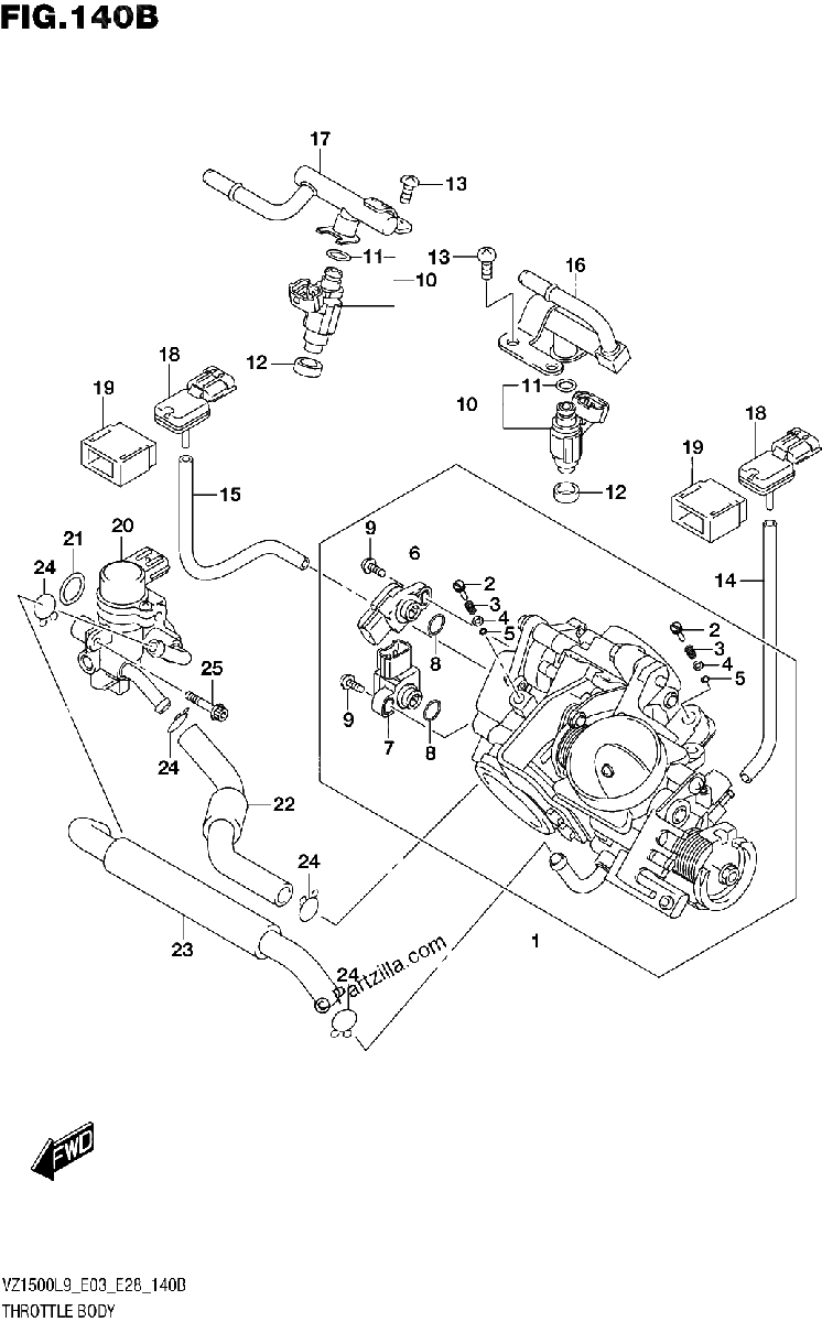 Diagrama de 140B THROTTLE BODY E28