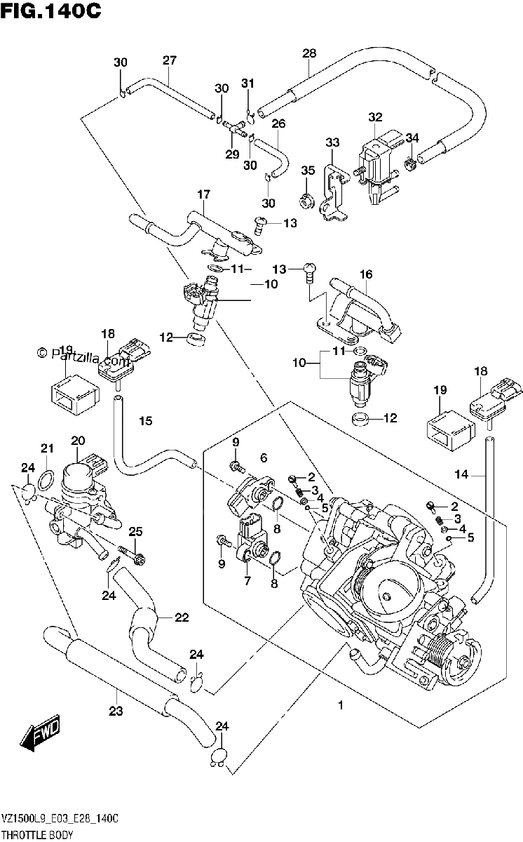 Diagrama de 140C THROTTLE BODY E33