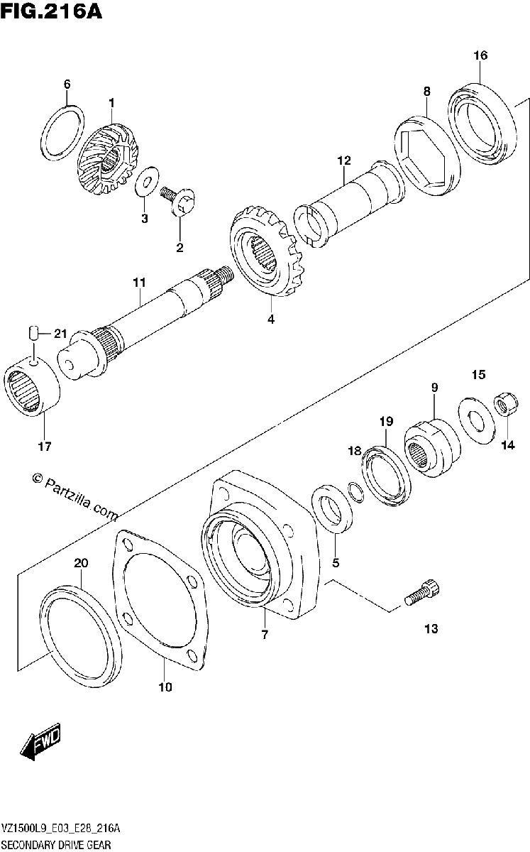 Diagrama de 216A SECONDARY DRIVE GEAR