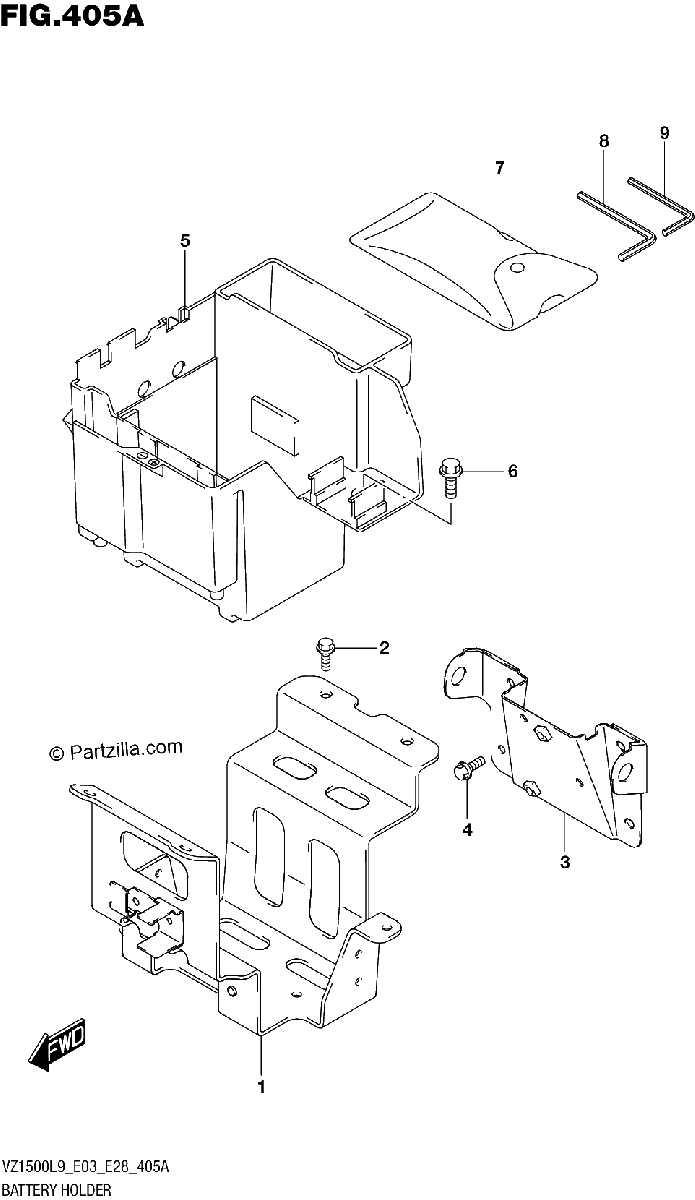 Diagrama de 405A BATTERY HOLDER
