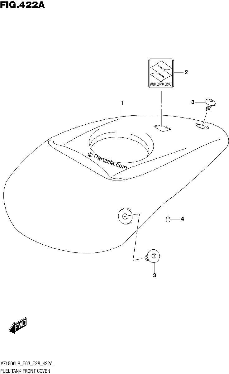 Diagrama de 422A FUEL TANK FRONT COVER
