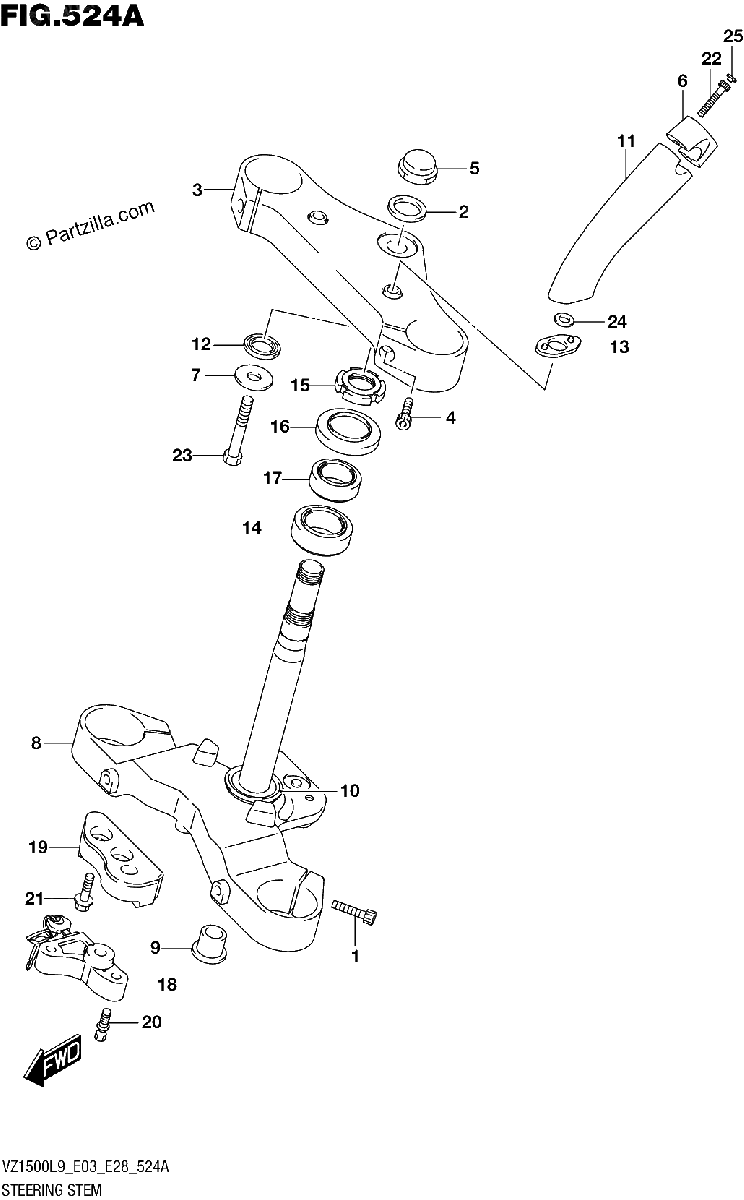 Diagrama de 524A STEERING STEM