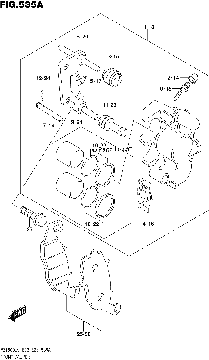 Diagrama de 535A FRONT CALIPER