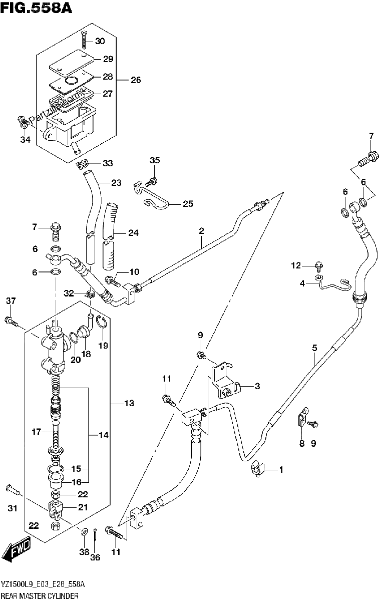 Diagrama de 558A REAR MASTER CYLINDER