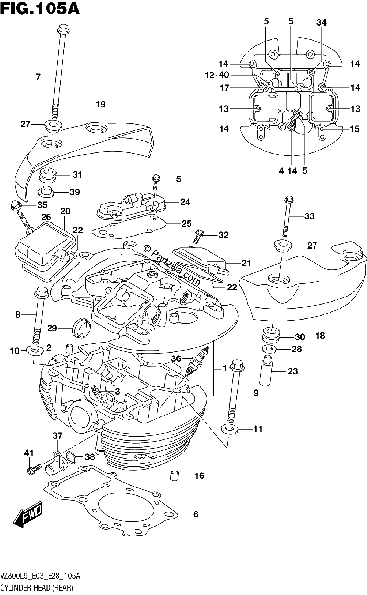 Diagrama de 105A CYLINDER HEAD REAR