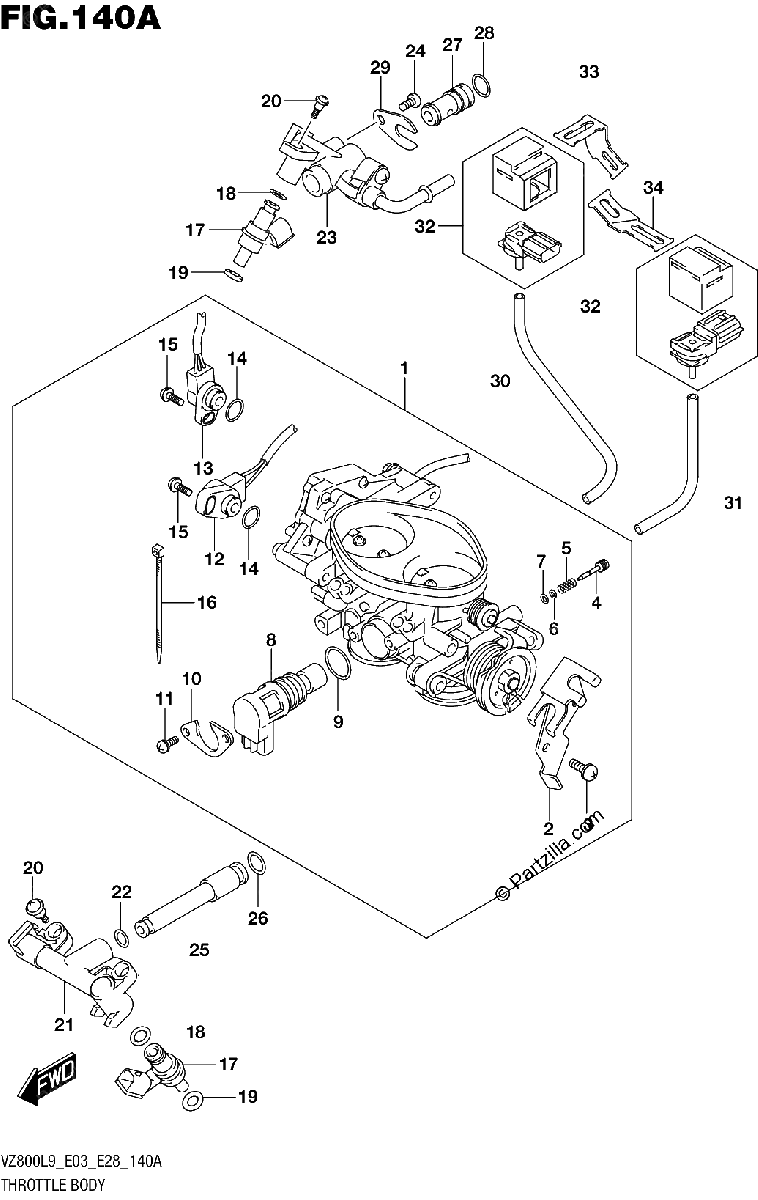 Diagrama de 140A THROTTLE BODY VZ800L9 E03