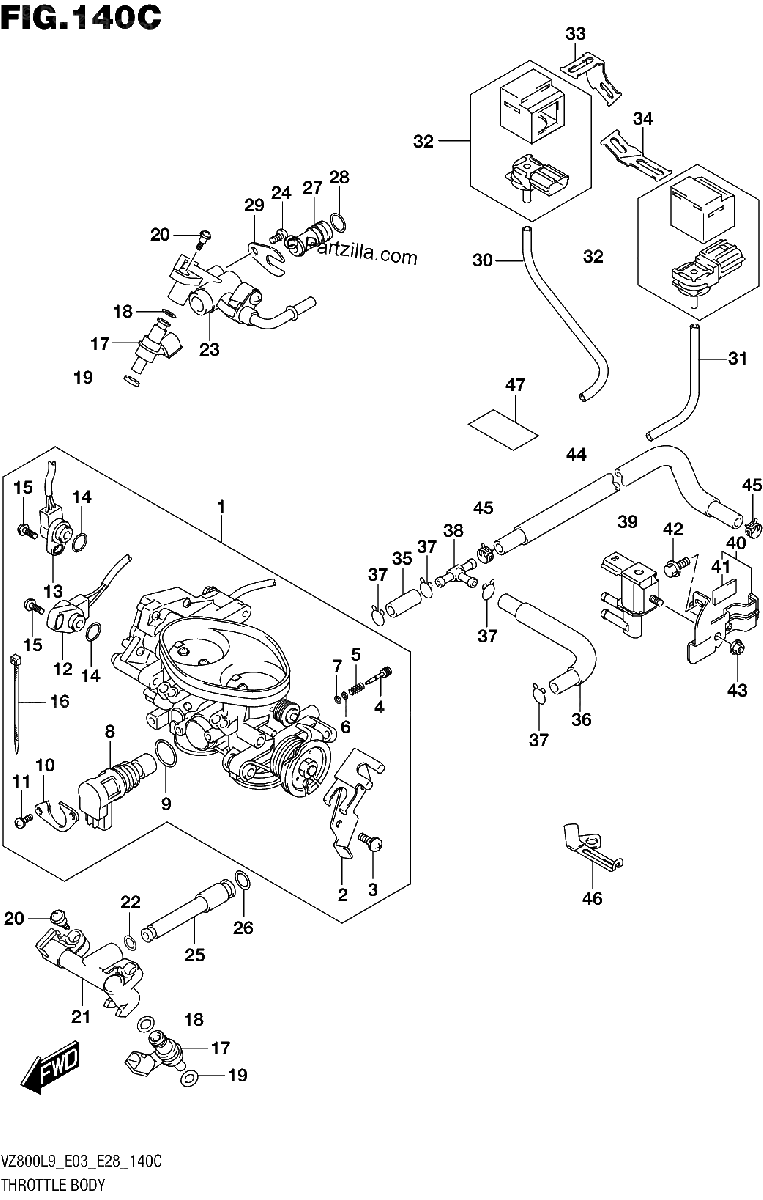 Diagrama de 140C THROTTLE BODY VZ800L9 E33