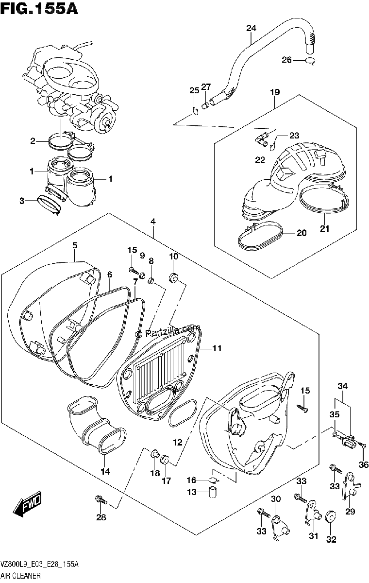 Diagrama de 155A AIR CLEANER