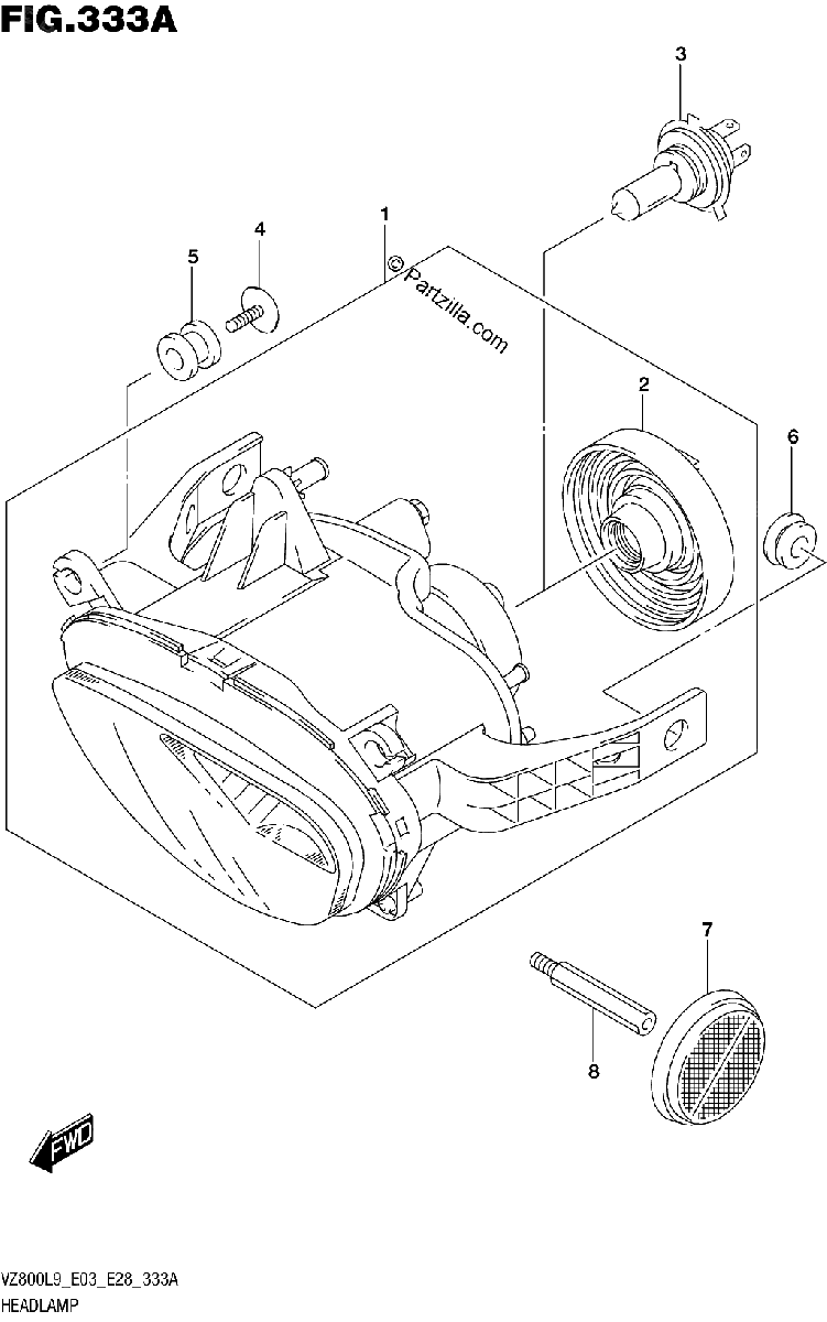 Diagrama de 333A HEADLAMP