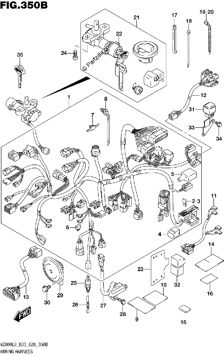 Diagrama de 350B WIRING HARNESS VZ800L9 E28