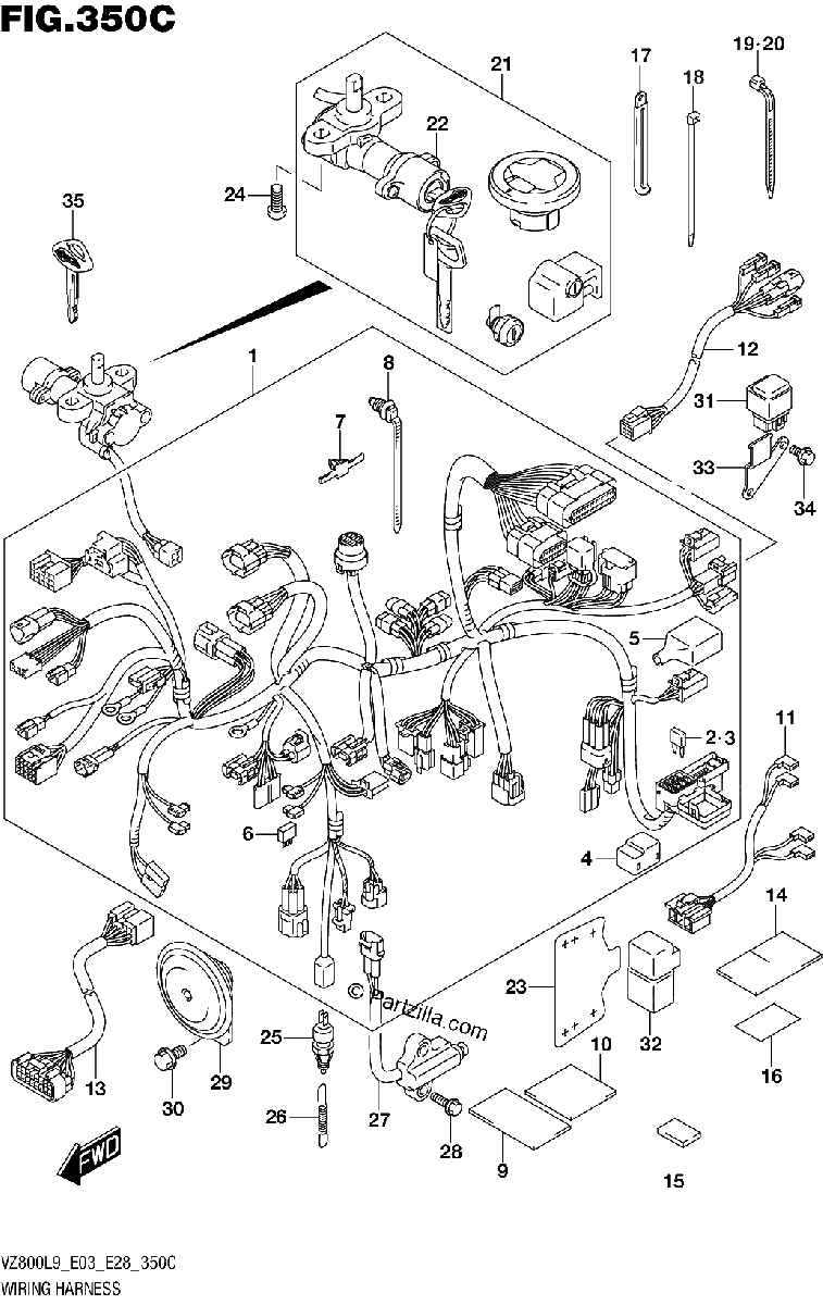 Diagrama de 350C WIRING HARNESS VZ800L9 E33