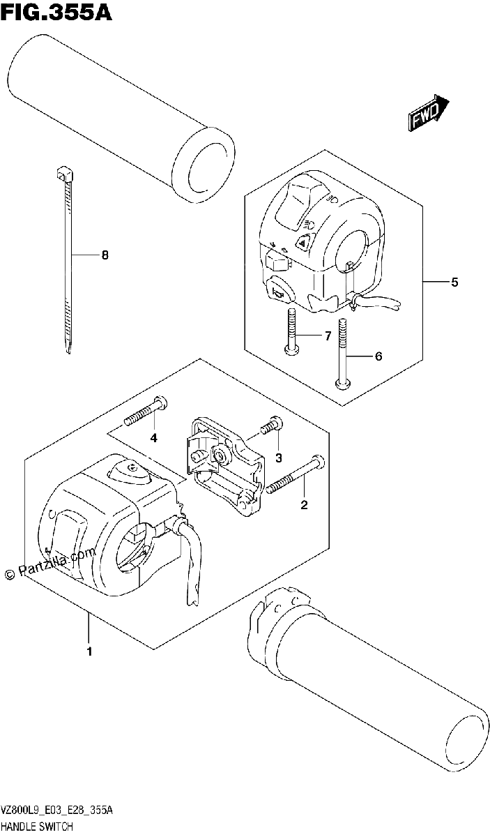 Diagrama de 355A HANDLE SWITCH