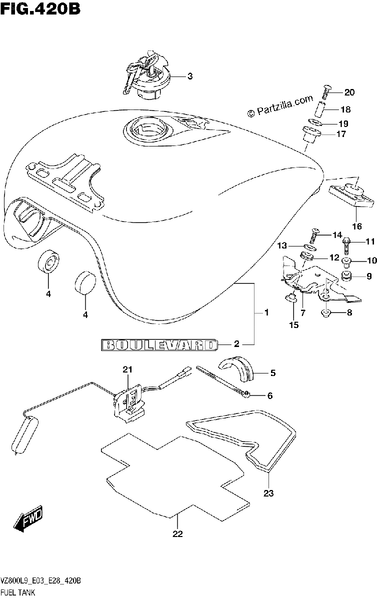 Diagrama de 420B FUEL TANK VZ800L9 E28
