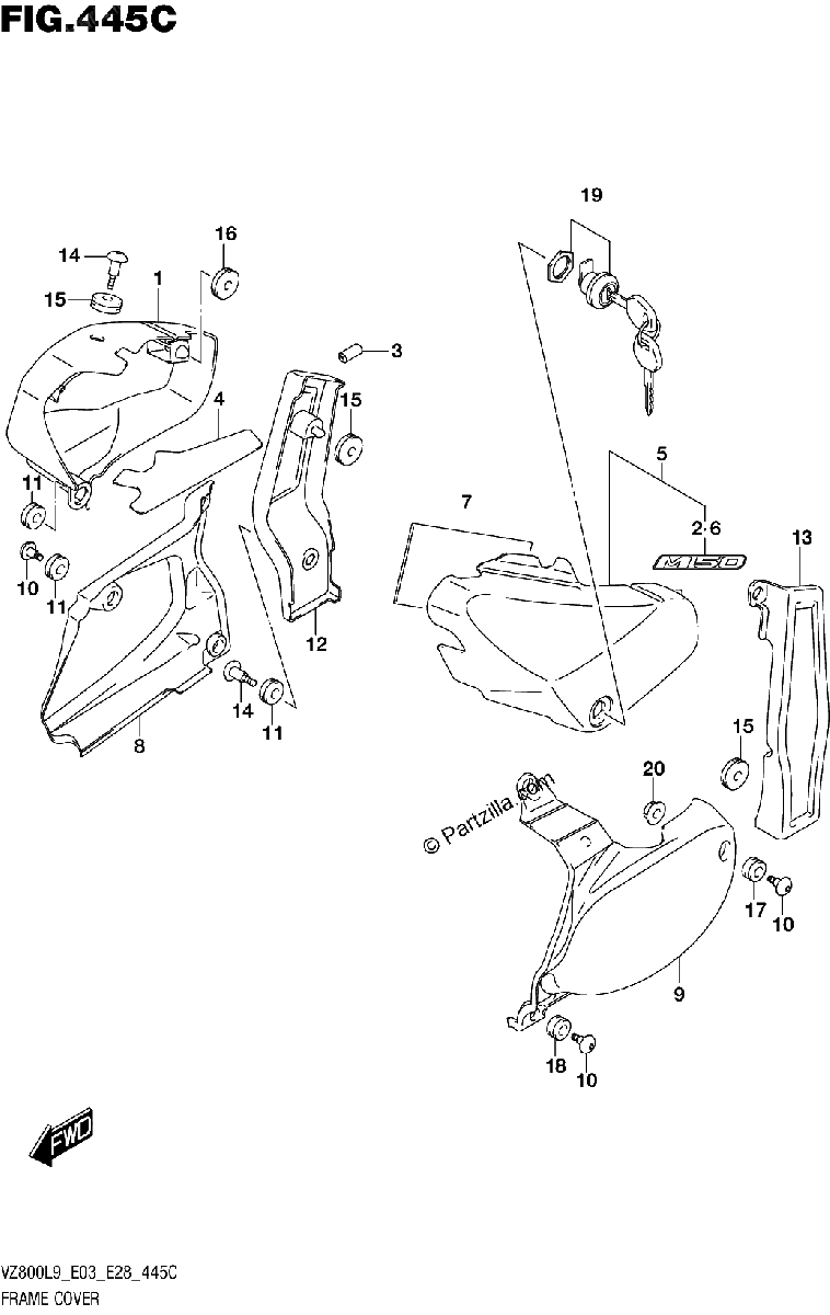Diagrama de 445C FRAME COVER VZ800L9 E33