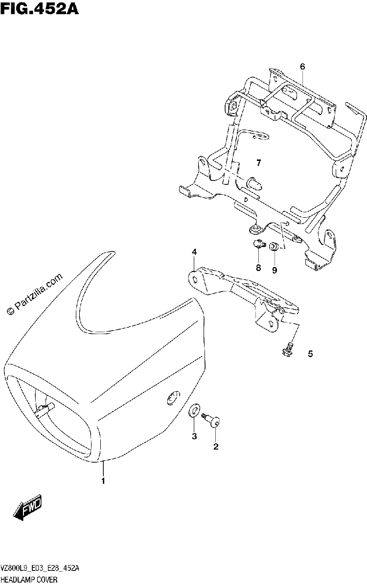 Diagrama de 452A HEADLAMP COVER